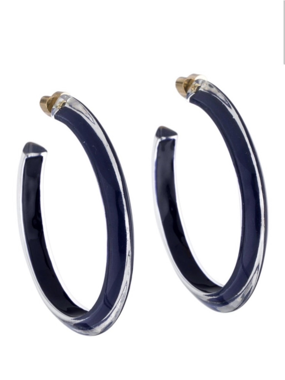 Classic Navy Acrylic Hoop Earrings - Women Jewelry